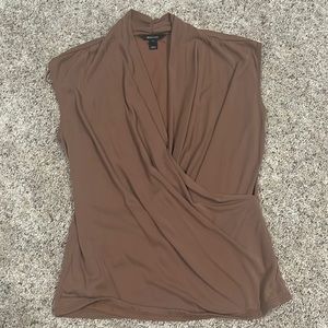 RW&CO. Sleeveless Wrap-Style Brown Blouse